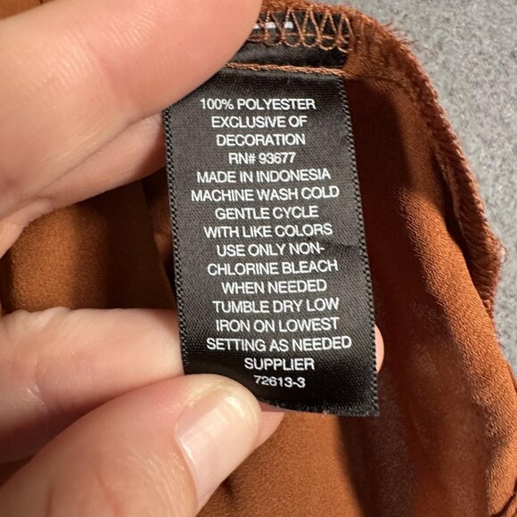 Worthington Top Womens Small Brown Flowy Sleeve Blouse Polyester Extra Detail - Picture 7 of 10